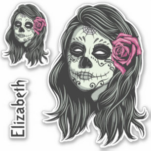 Pegatina Nombre personalizado Zombie Woman