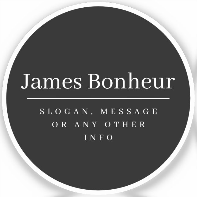 Pegatina Nombre profesional moderno simple | Negro (Anverso)