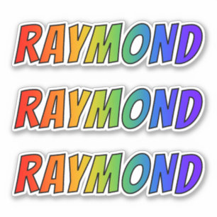 Pegatina Nombre "RAYMOND" con arcoiris divertido