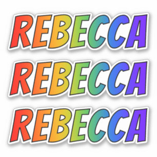 Pegatina Nombre "REBECCA" con arcoiris divertido