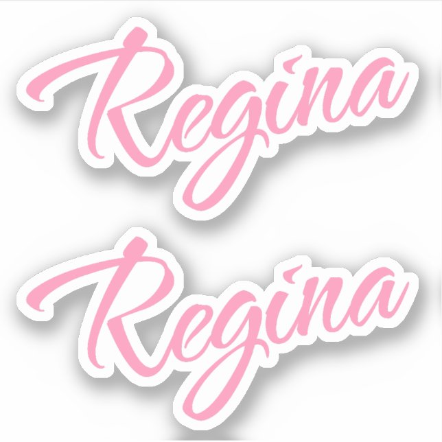 Pegatina Nombre Regina en rosa x2 (Anverso)