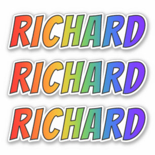 Pegatina Nombre "RICHARD" con arcoiris divertido