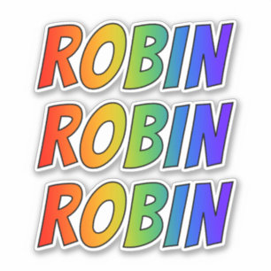 Pegatina Nombre "ROBIN" con arcoiris divertido