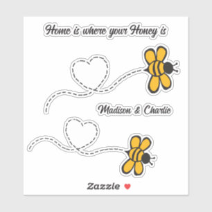 Pegatina Nombre(s) personalizado(s) y texto Abejas amorosas