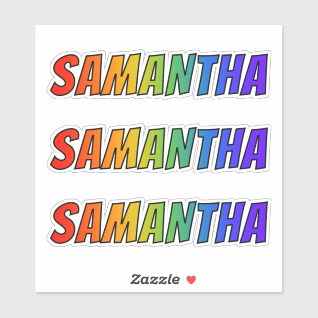 Pegatina Nombre "SAMANTHA" con color arcoiris divertido (Hoja)