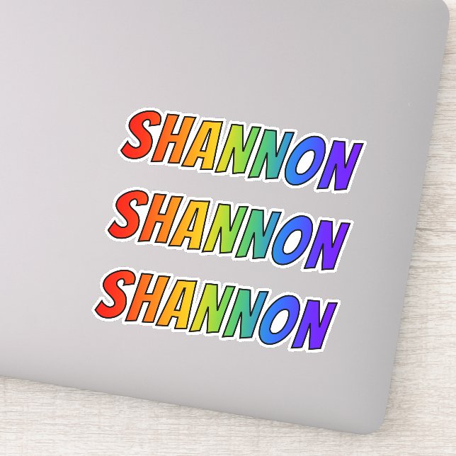 Pegatina Nombre "SHANNON" con arcoiris divertido (Detalle)