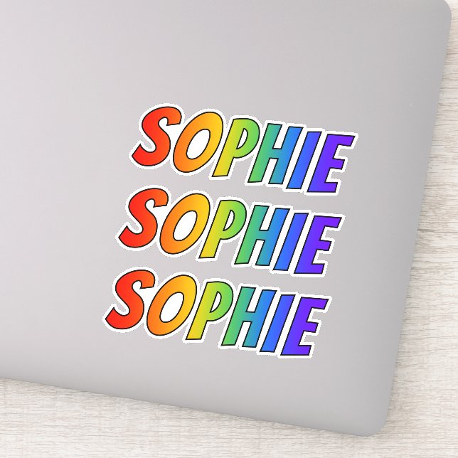 Pegatina Nombre "SOPHIE" con arcoiris divertido (Detalle)