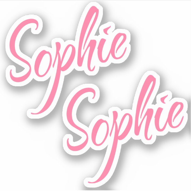 Pegatina Nombre Sophie Letra de letra cursiva rosa x2 (Anverso)