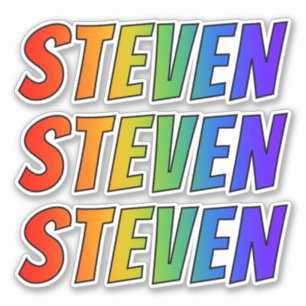 Pegatina Nombre "STEVEN" con Arcoiris divertido