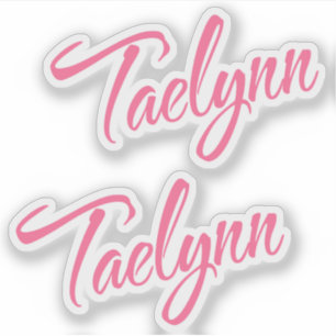 Pegatina Nombre taelínico cursivo rosa x2