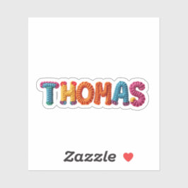 Pegatina Nombre THOMAS en el patrón de crochet vibrante