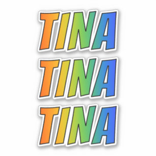 Pegatina Nombre "TINA" con el colorante del arco iris de la