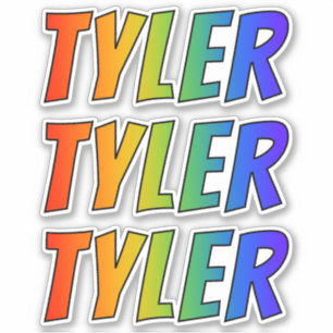 Pegatina Nombre "TYLER" con arcoiris divertido