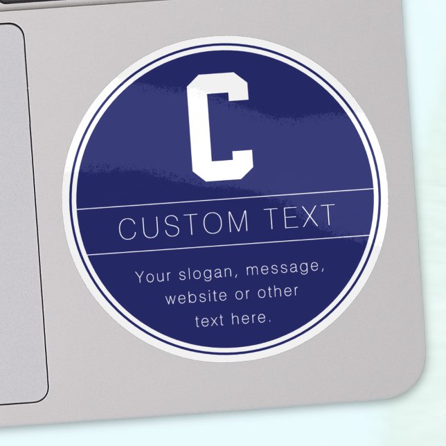 Pegatina Nombre único y plantilla de monograma | Azul Marin (Subido por el creador)