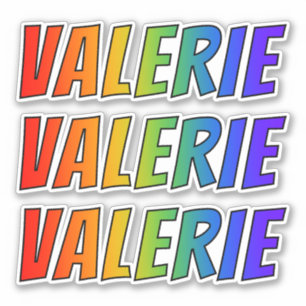 Pegatina Nombre "VALERIE" con arcoiris divertido