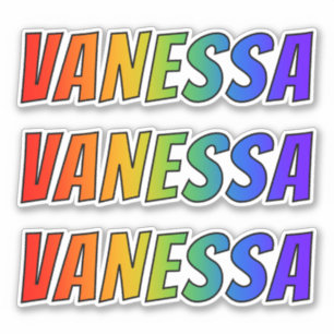 Pegatina Nombre "VANESSA" con arcoiris divertido