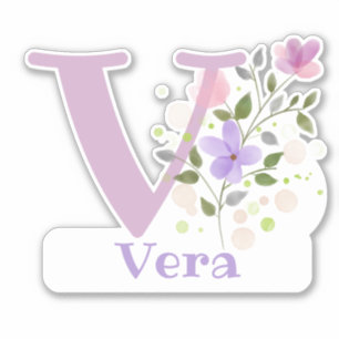 Pegatina Nombre Vera con la letra V Sticker Recortado