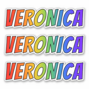 Pegatina Nombre "VERONICA" con arcoiris divertido