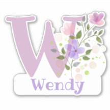 Nombre Wendy con la letra W Sticker Cut-Out