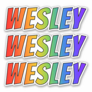 Pegatina Nombre "WESLEY" con un divertido color arcoiris