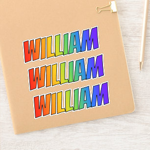 Pegatina Nombre "WILLIAM" con arcoiris divertido