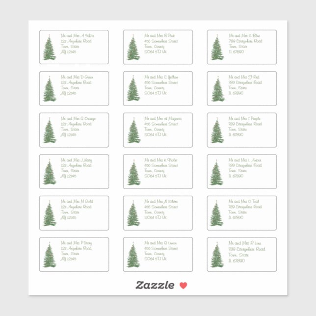 Pegatina Nombre y dirección del árbol de Navidad moderno (Hoja)