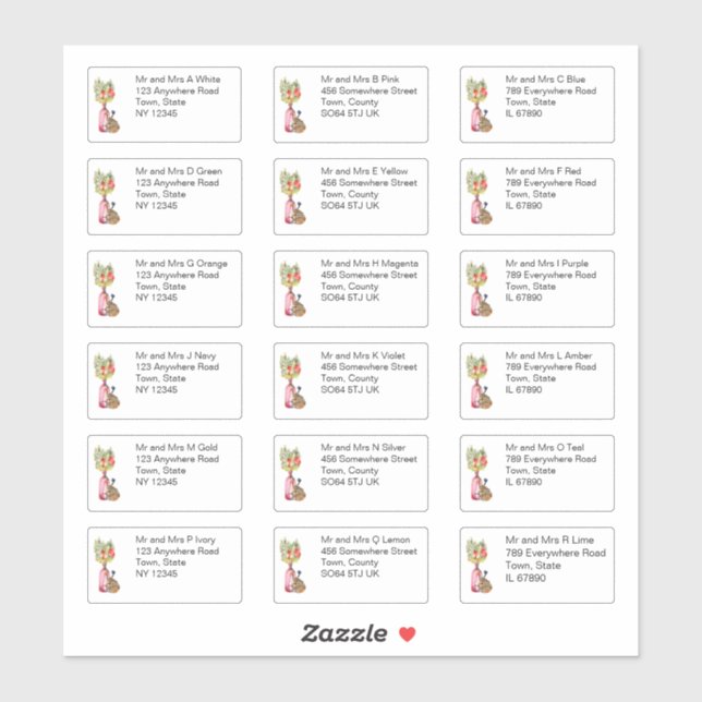 Pegatina Nombre y dirección individuales de la base floral  (Hoja)