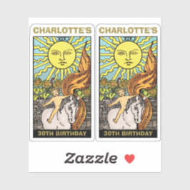 Pegatina Nombre y foto de la carta del tarot del sol de cum