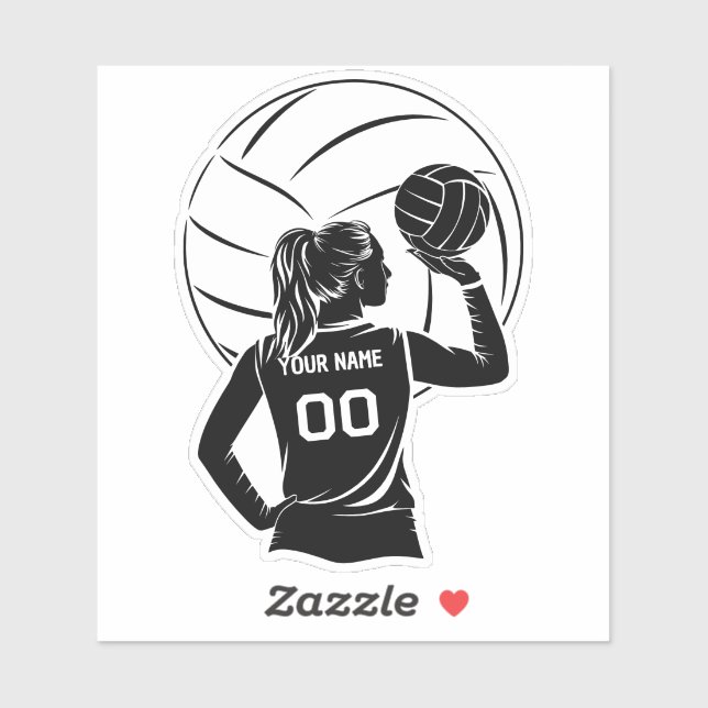 Pegatina Nombre y número personalizados del jugador de vole (Hoja)