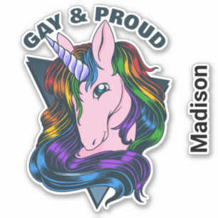 Pegatina Nombre y texto Gay Unicorn