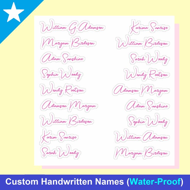 Pegatina Nombres completos de 18 letras elegantes, calcoman (pink Names modern Monoline Calligraphy Script Stickers for girls)