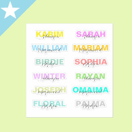 Pegatina Nombres completos modernos en guión de colores, me