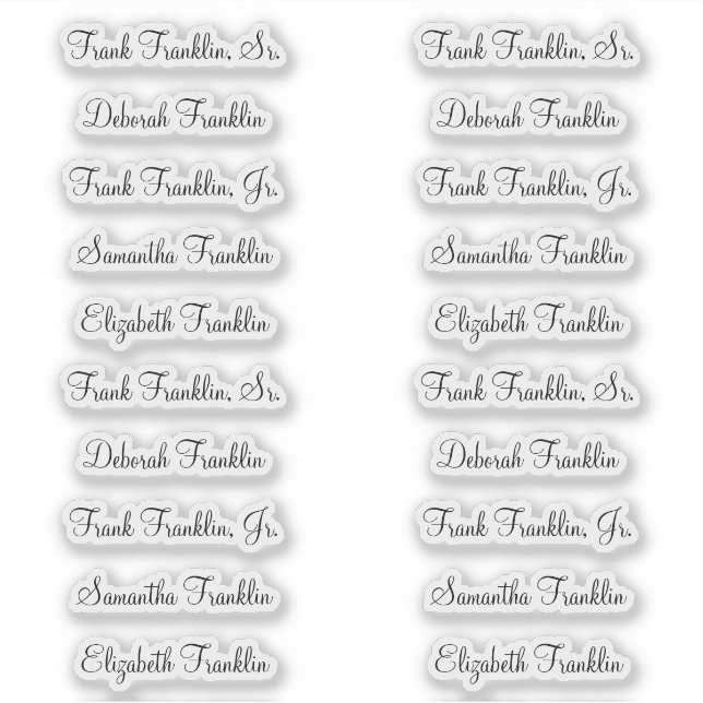 Pegatina Nombres de 20 invitados caligrafía elegante modern (Anverso)