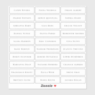 Pegatina Nombres de invitados clásicos sencillos y transpa