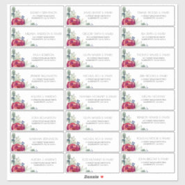 Pegatina Nombres de invitados de la marina borgoña roja