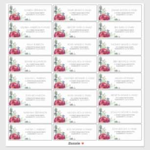 Pegatina Nombres de invitados de la marina borgoña roja