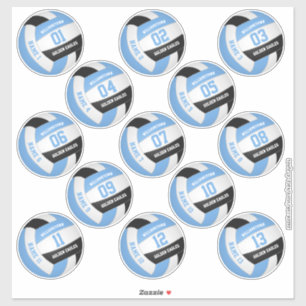 Pegatina nombres de jugadores de voleibol azul claro negro 