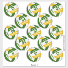 Pegatina nombres de jugadores del equipo de voleibol de oro