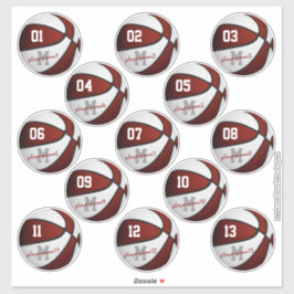 Pegatina nombres de los jugadores del maroon white basketba