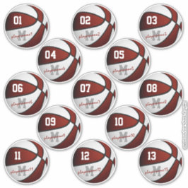 Pegatina nombres de los jugadores del maroon white basketba