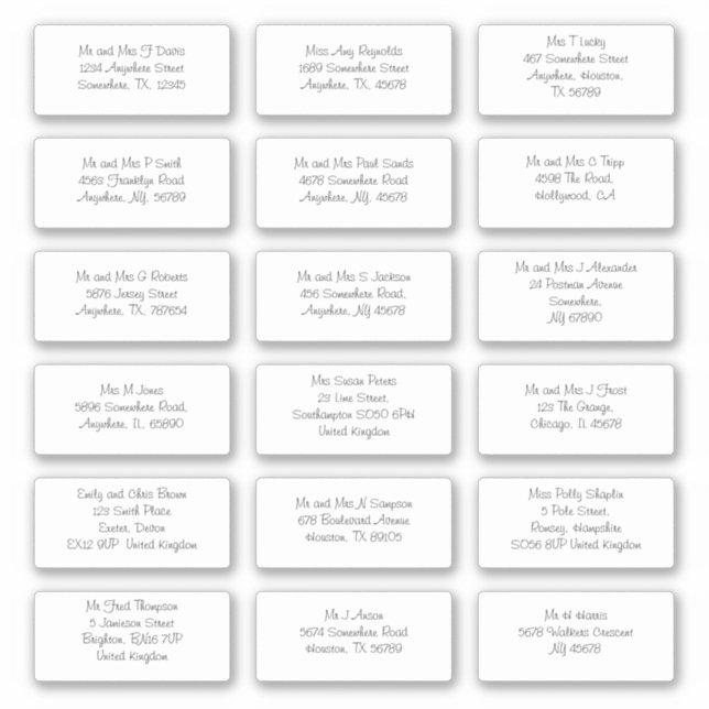 Pegatina Nombres Individuales Oficiosos Direcciones De Enví (Anverso)