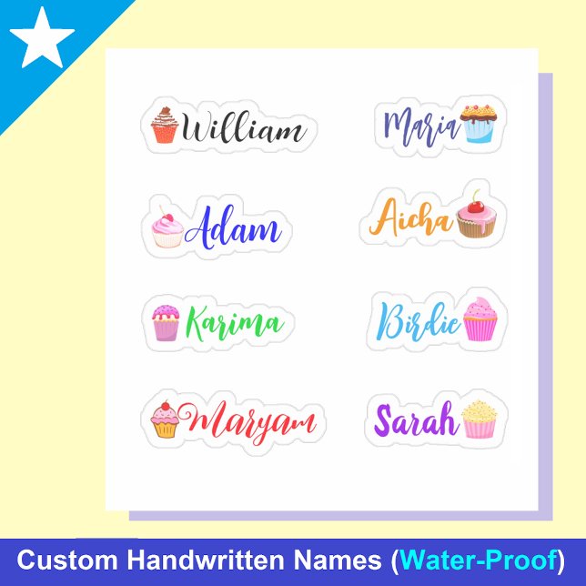 Pegatina Nombres manuscritos, pasteles: Los mejores Pegatin (perfect Handwritten Script Names and Cakes: Best Waterproof Stickers for laptops, tumblers, planner)