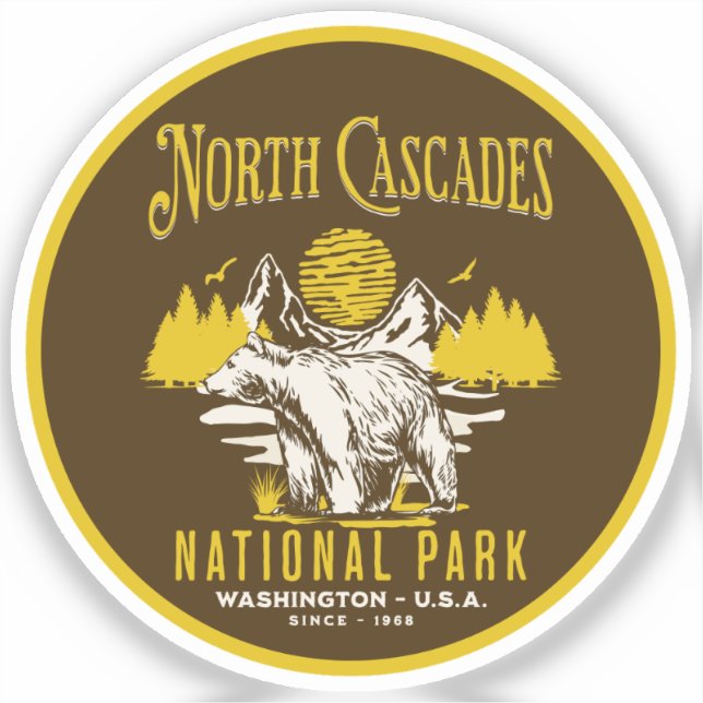 Pegatina North Cascades National Park Classic Landscape (Anverso)