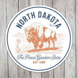 Pegatina North Dakota Bison | The Peace Garden State