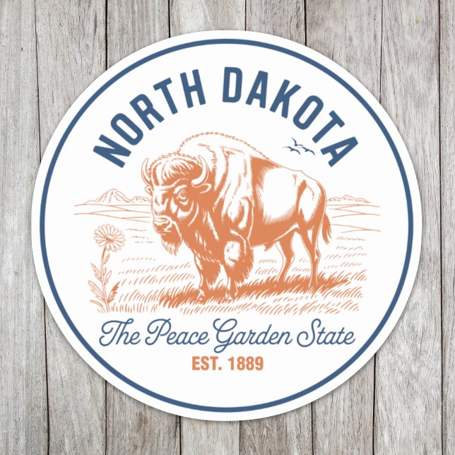 Pegatina North Dakota Bison | The Peace Garden State (Subido por el creador)