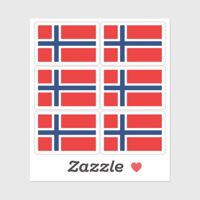 Pegatina Norway Flag Sticker Collection – Pack of 6  (Hoja)