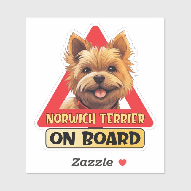 Pegatina Norwich Terrier A Bordo De Funny Perro Rótulo de l (Hoja)