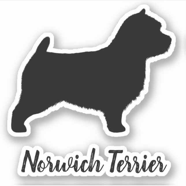Pegatina Norwich Terrier Silhouette Perro Raza Vinyl Pegati (Anverso)