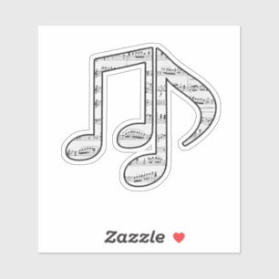 Pegatina Notas musicales en blanco y negro
