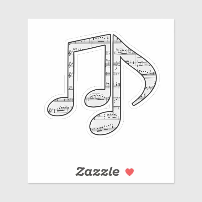 Pegatina Notas musicales en blanco y negro (Hoja)